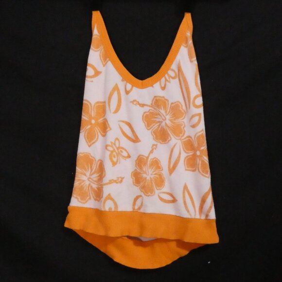 O'NEILL | medium | Terry Cloth White Lace-Up Top | Orange Flowers, String & Trim - Picture 1 of 15